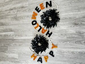 HAPPY HALLOWEEN Banner From Anthropologie And Wreaths Set.